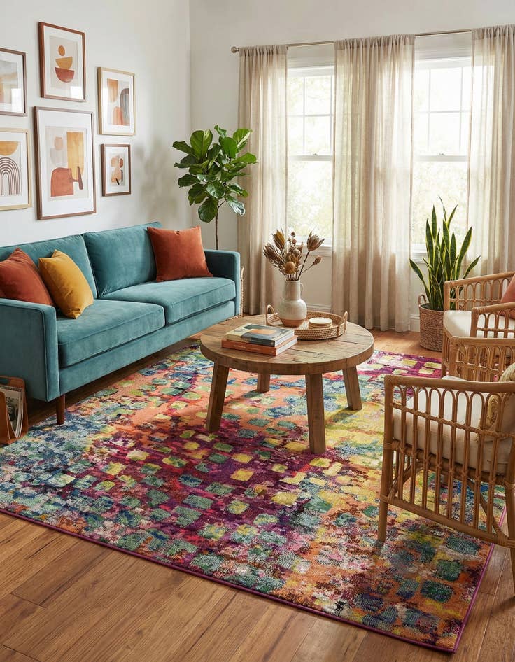 Detail image of 8' x 8'  Washable Barcelona Square Rug