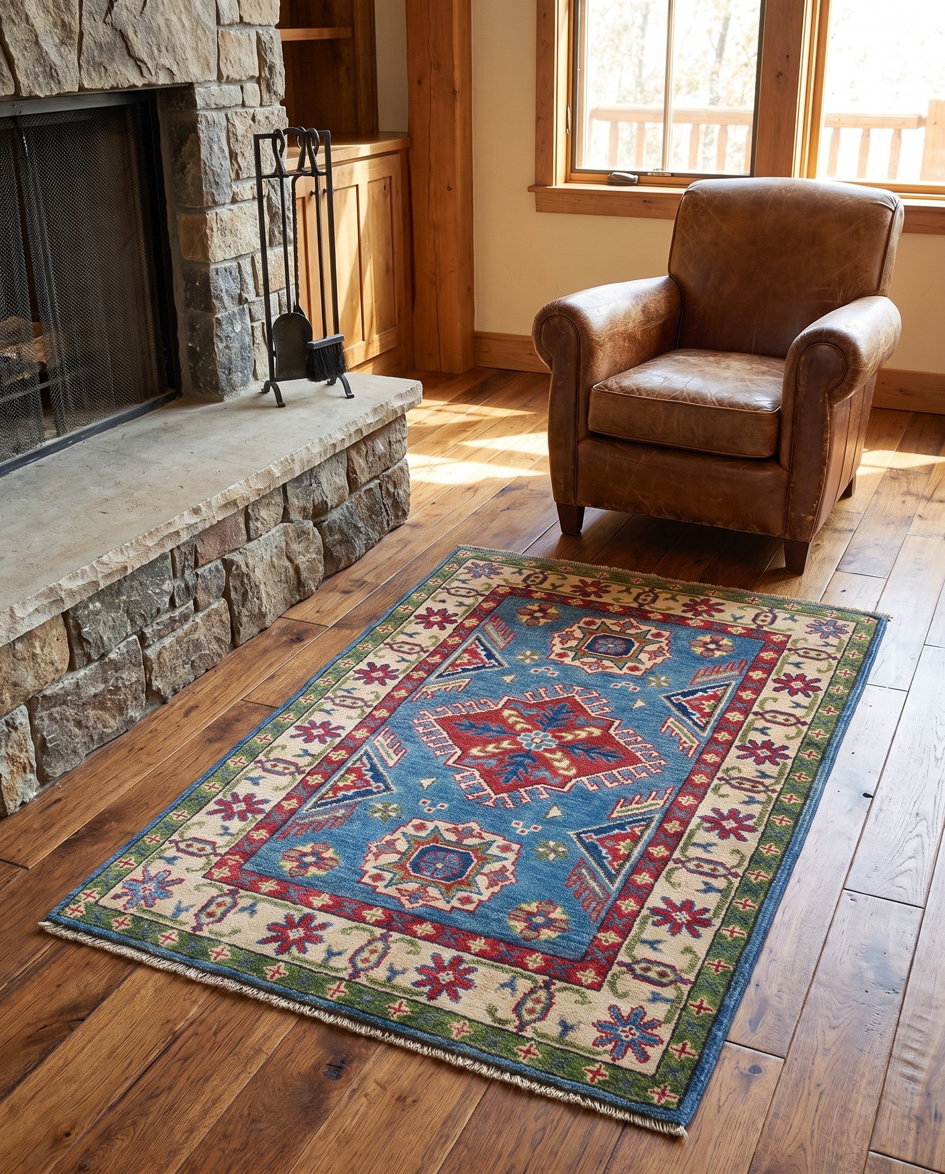 2' 7 x 4' Hand Knotted Kazak Rug