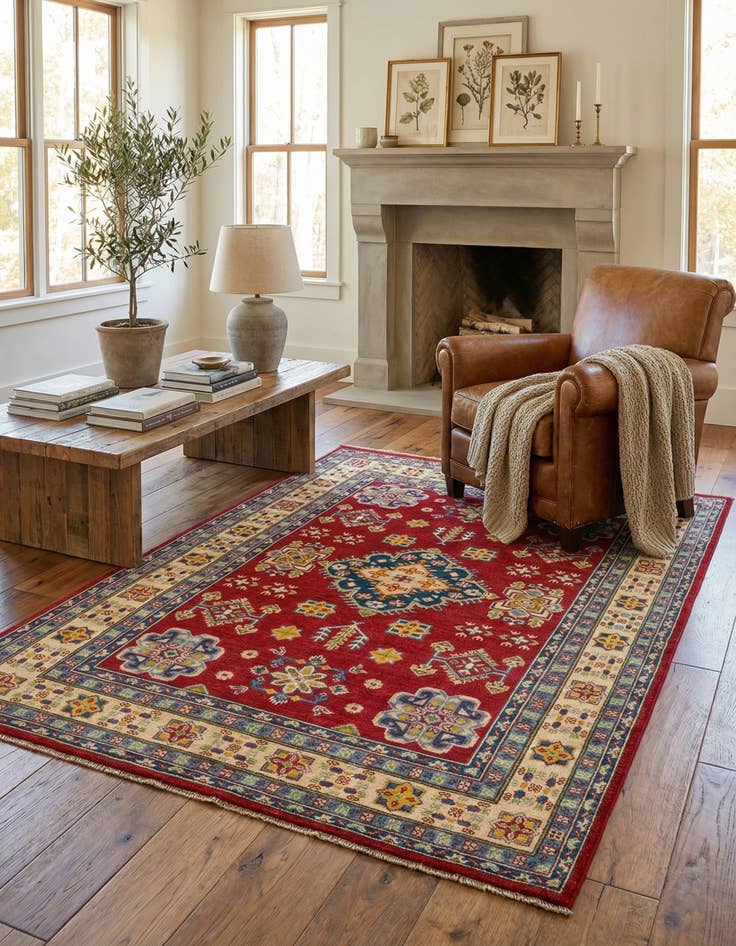 Detail image of 5' x 6' 6  Hand Knotted Kazak Rug