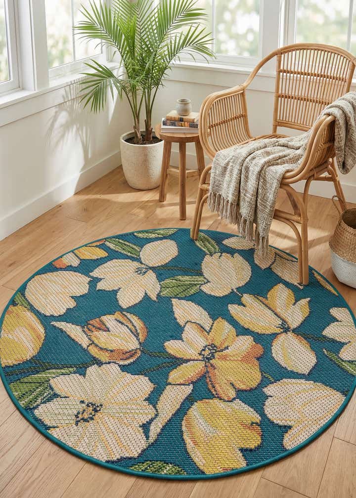 4' x 4' Easy-Clean Baja Indoor / Outdoor Round Rug
