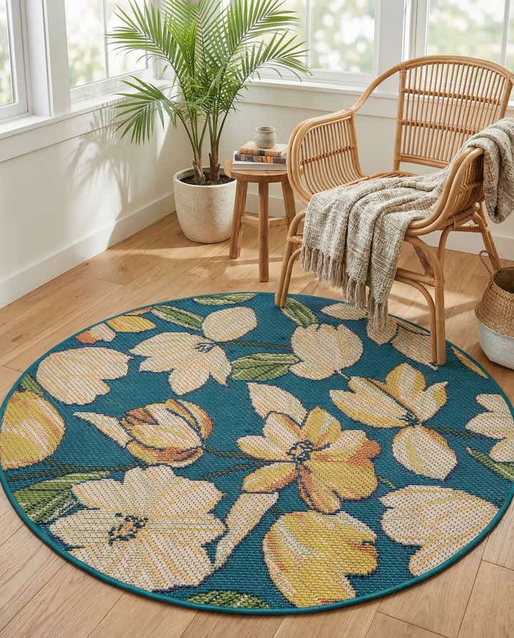 4' x 4' Easy-Clean Baja Indoor / Outdoor Round Rug