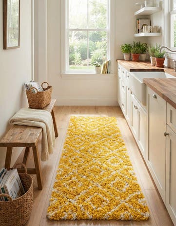 2' x 7' Lattice Shag Runner Rug