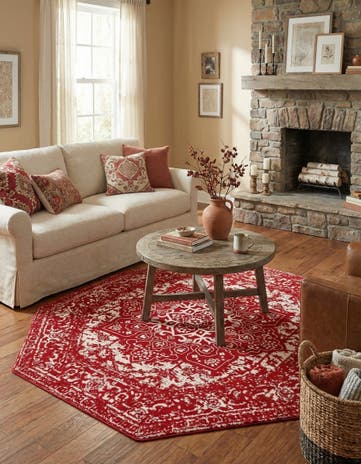 Red Arlington Octagon Rug