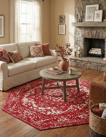 Red Arlington Octagon Rug