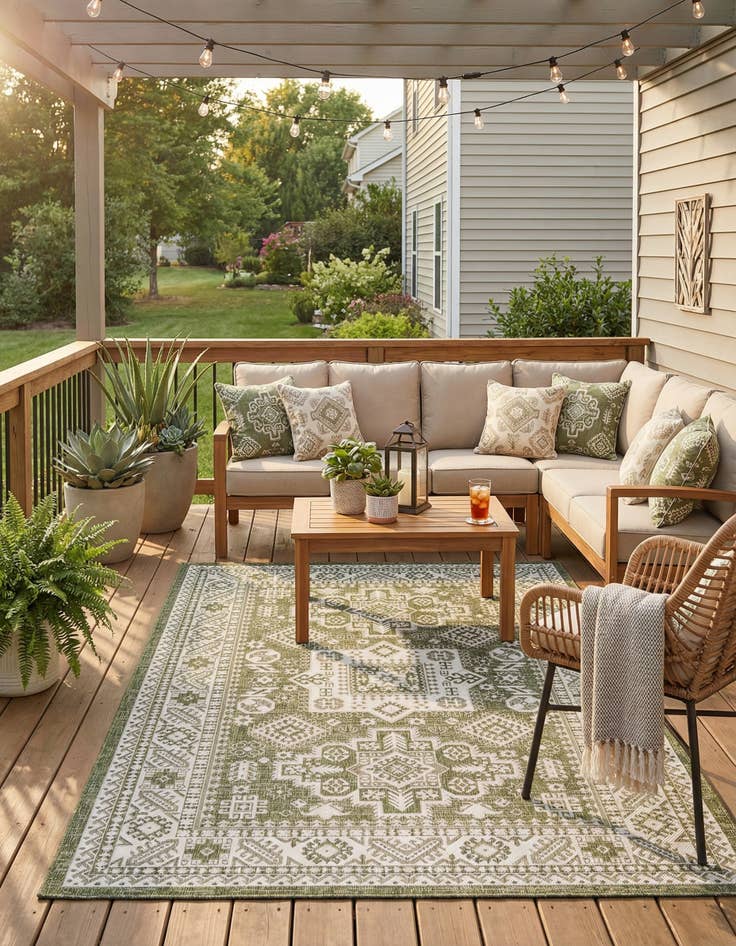 Detail image of 6' x 9' Easy-Clean Aztec Indoor / Outdoor Rug