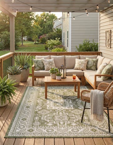 6' x 9' Easy-Clean Aztec Indoor / Outdoor Rug