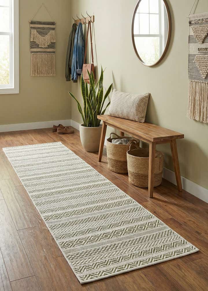 2' x 6' Easy-Clean Striped Indoor / Outdoor Runner Rug