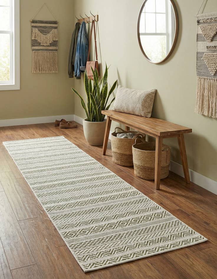 Detail image of 2' x 6'  Washable Striped Indoor / Outdoor Runner Rug