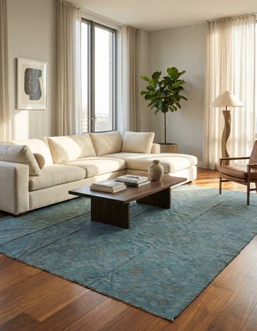 8' 1 x 9' 8 Hand Woven Kilim Modern Wool Rug