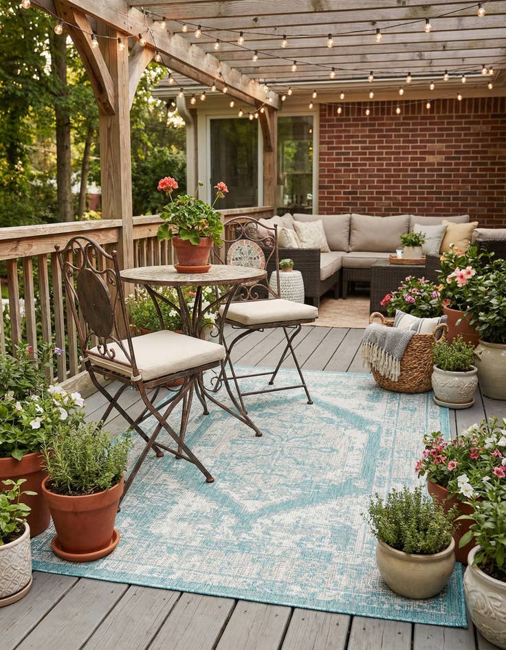Detail image of 4' x 6'  Washable Traditional Indoor / Outdoor Rug