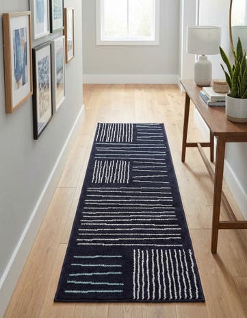 Navy Blue Hanahan Runner Rug