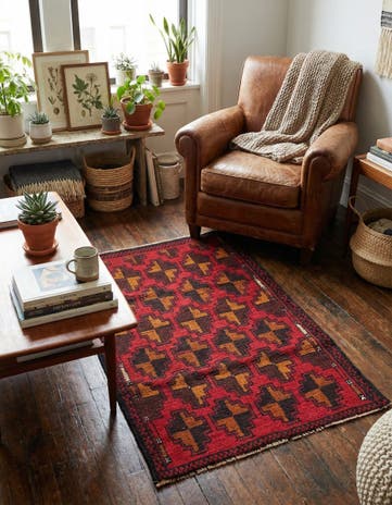 3' x 4' 4 Hand Knotted Balouch Persian Wool Rug