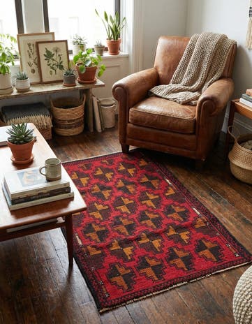 3' x 4' 4 Hand Knotted Balouch Persian Wool Rug