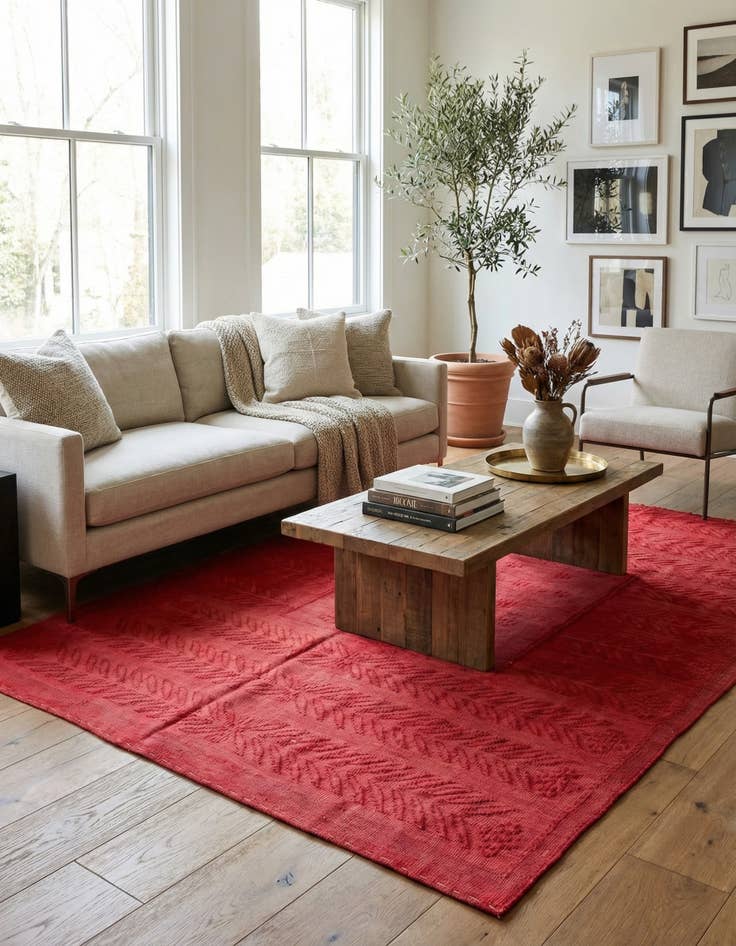 Detail image of 6' 7 x 9'  Hand Woven Kilim Modern Wool Rug