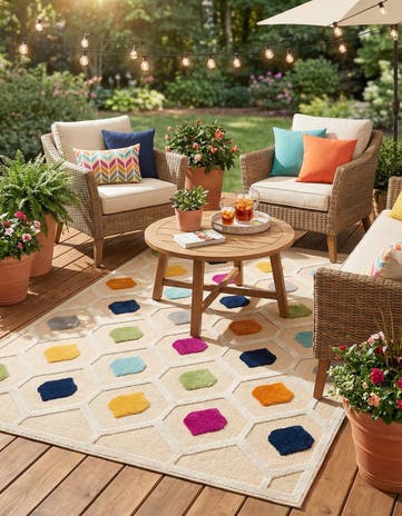Beige Easy-Clean Aruba Indoor / Outdoor Rug