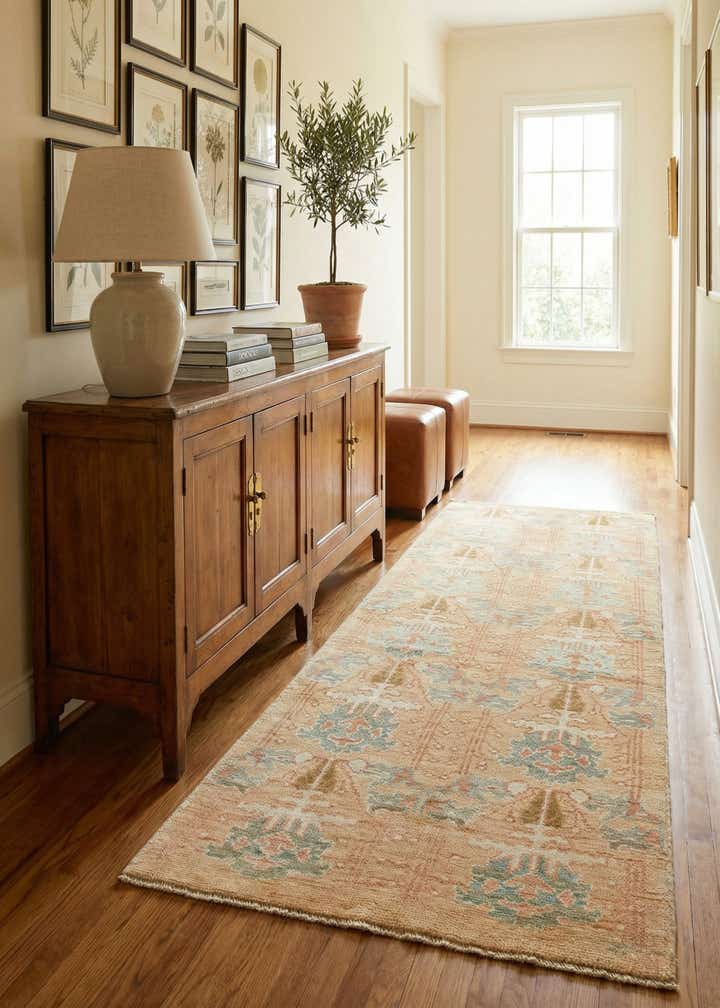 4' 5 x 8' 2 Hand Knotted Oushak Wool Runner Rug