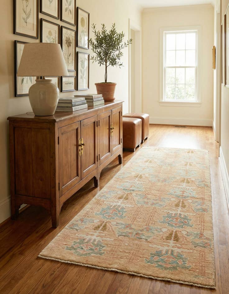 Detail image of 4' 5 x 8' 2  Hand Knotted Oushak Wool Runner Rug