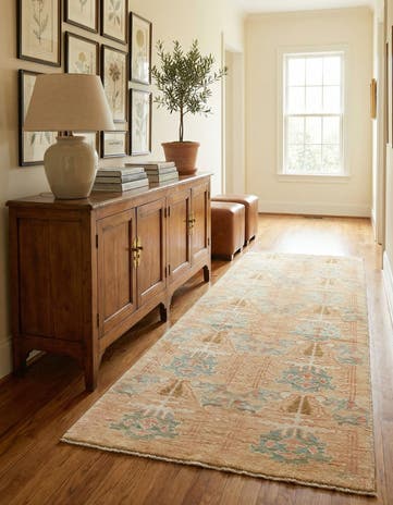 4' 5 x 8' 2 Hand Knotted Oushak Wool Runner Rug