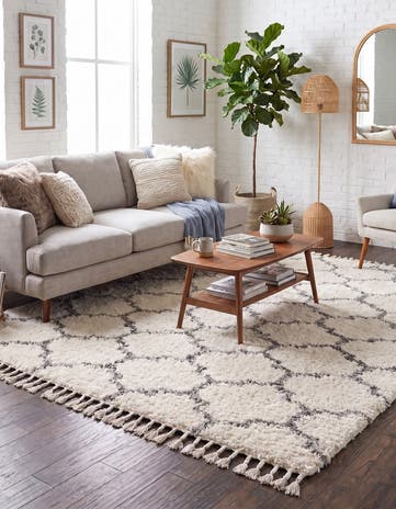 Ivory Athena Shag Square Rug