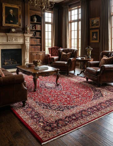 9' 7 x 13' Hand Knotted Mashad Persian Wool Rug