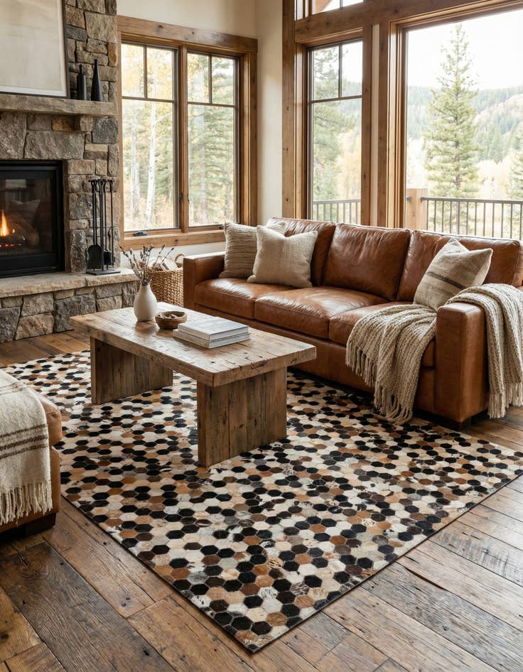 Detail image of 5' 1 x 7' 11 Cowhide - Patchwork Rug