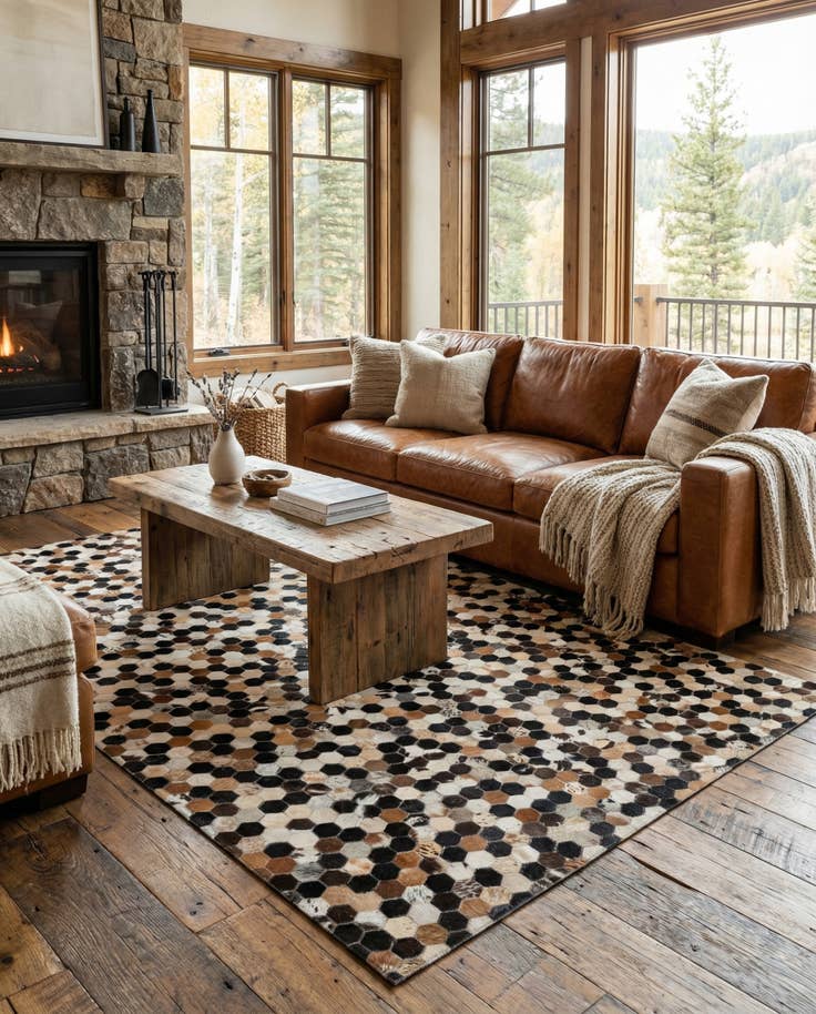 Detail image of 5' 1 x 7' 11 Cowhide - Patchwork Rug