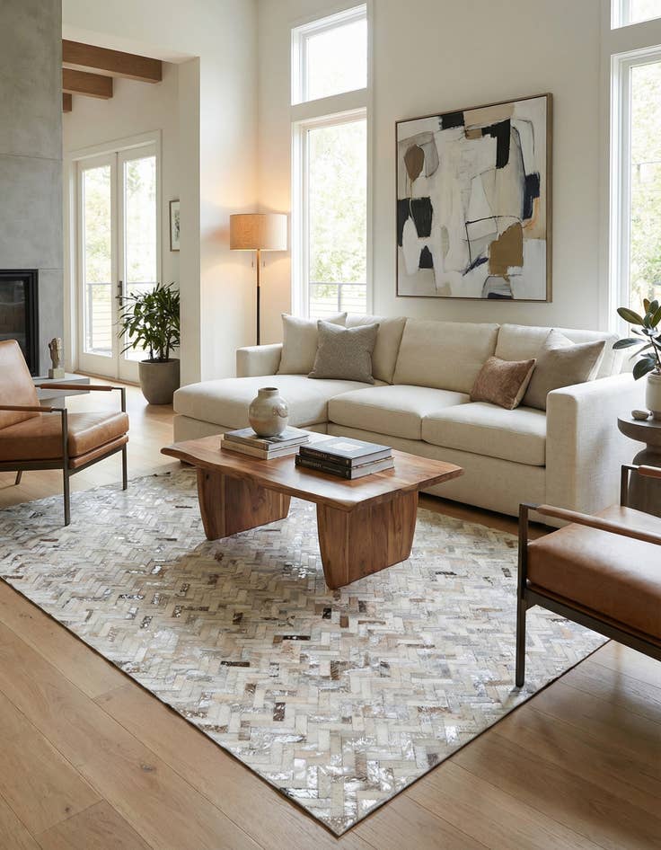 Detail image of 5' 4 x 7' 7 Cowhide Stocks Rug