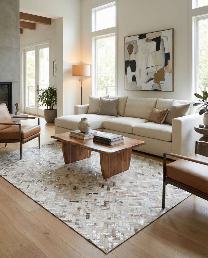 5' 4 x 7' 7 Cowhide Stocks Rug