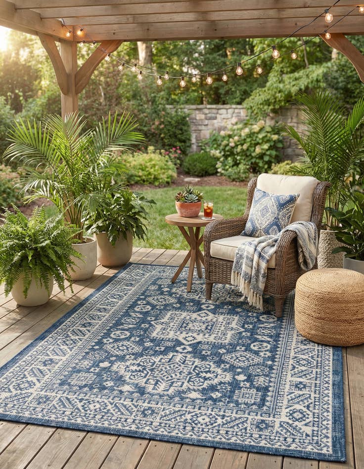 Detail image of 4' x 6'  Washable Aztec Indoor / Outdoor Rug