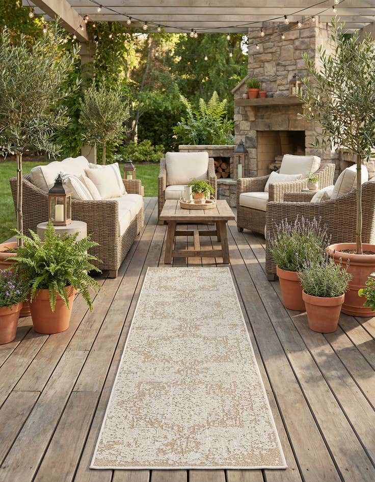 Detail image of 2' 7 x 12'  Washable Traditional Indoor / Outdoor Runner Rug