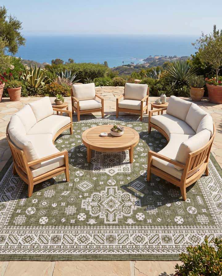 13' x 13' Easy-Clean Aztec Indoor / Outdoor Square Rug