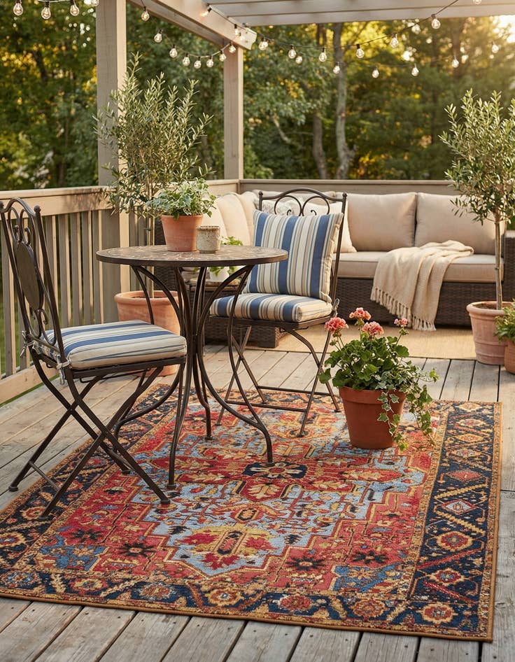 Detail image of 4' x 6'  Washable Traditional Indoor / Outdoor Rug
