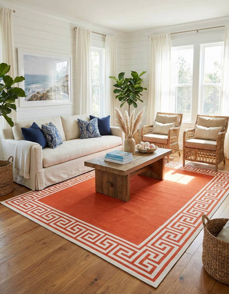 Detail image of 7' 10 x 10' Easy-Clean Coastal Indoor / Outdoor Rug