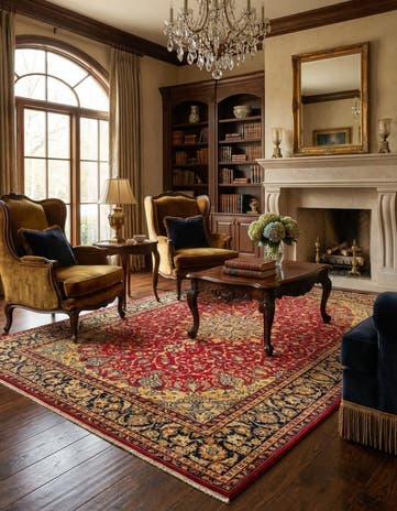 8' 10 x 12' 10 Hand Knotted Isfahan Persian Wool Rug
