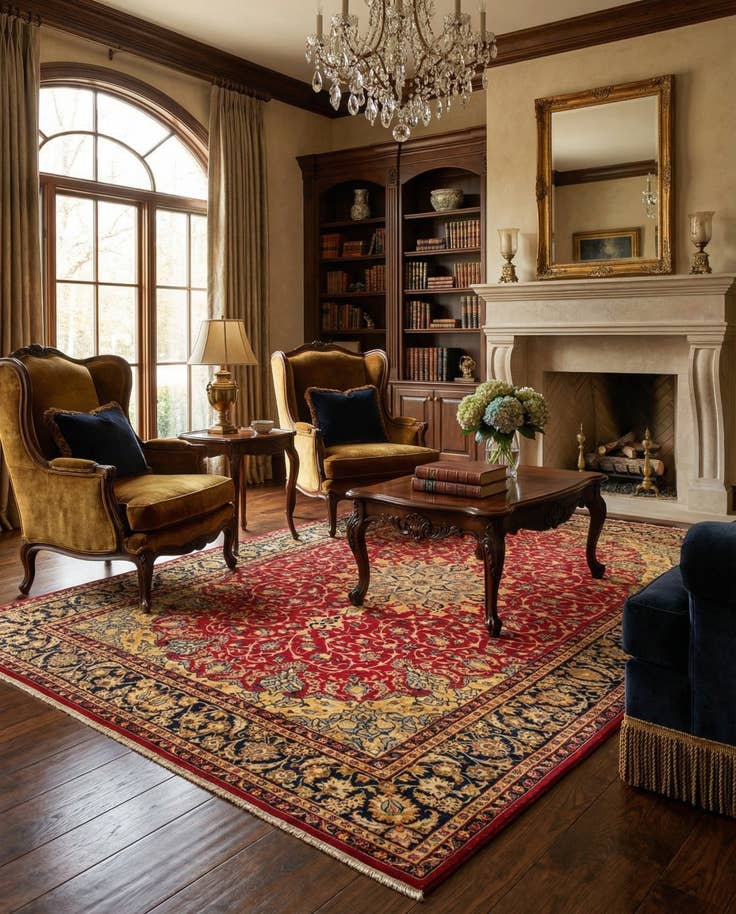 Detail image of 8' 10 x 12' 10 Hand Knotted Isfahan Persian Wool Rug