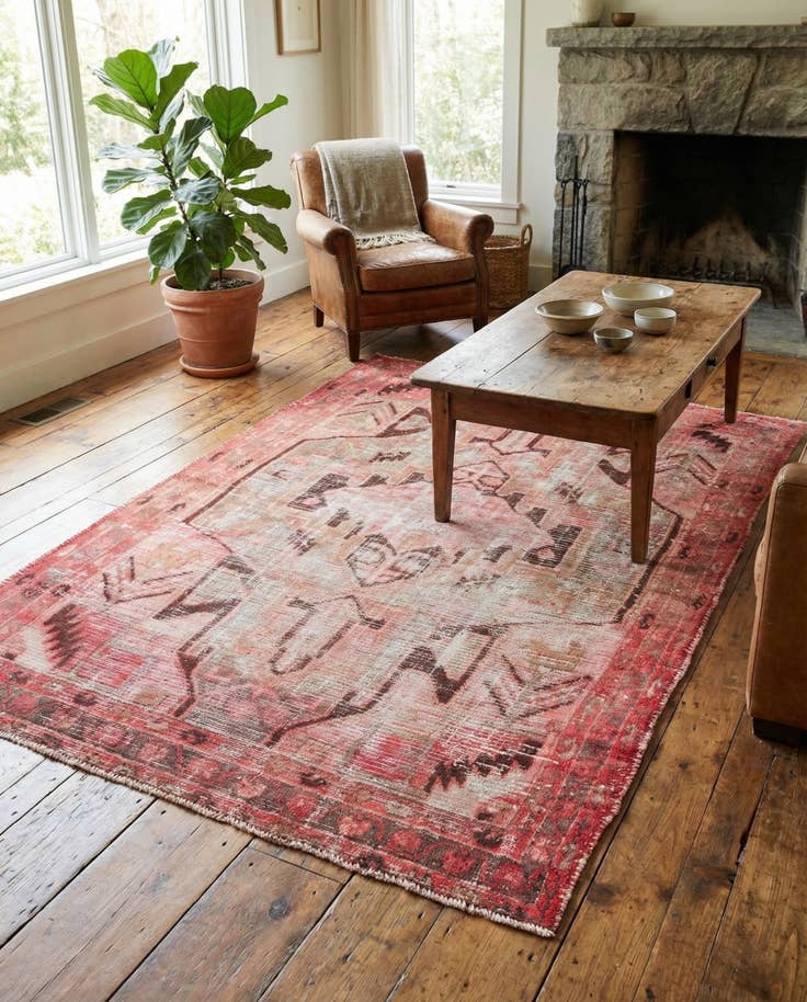 Detail image of 4' 4 x 6' 3 Hand Knotted Ultra Vintage Persian Wool Rug