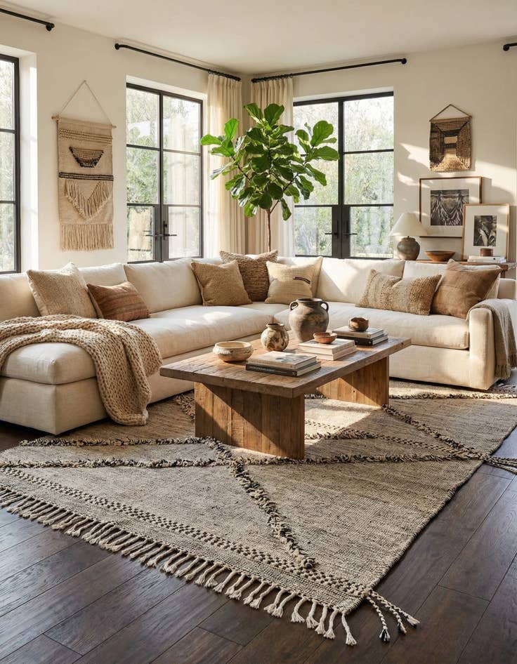 Detail image of 6' 8 x 9' 5  Hand Knotted Moroccan Wool Rug