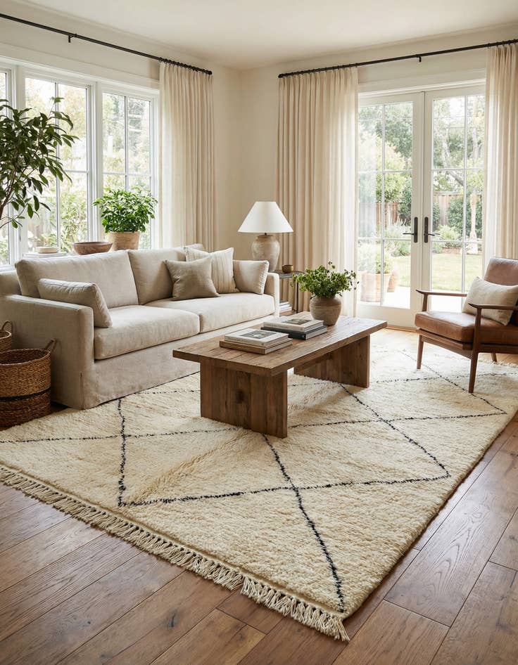 Detail image of 6' 6 x 9' 2  Hand Knotted Moroccan Wool Rug