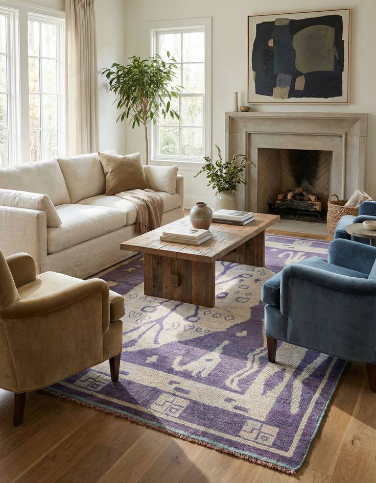 Detail image of 8' 1 x 10' 4  Hand Knotted Oushak Wool Rug