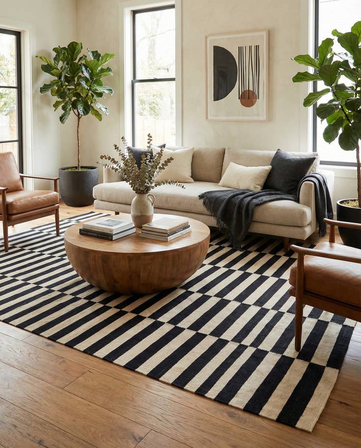 Detail image of 5' 8 x 7' 11 Hand Woven Kilim Modern Wool Rug