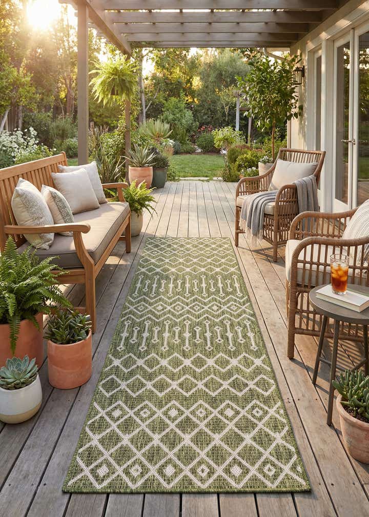 2' 7 x 10' Easy-Clean Trellis Indoor / Outdoor Runner Rug