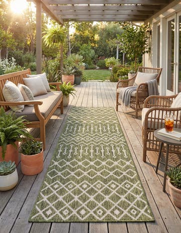 2' 7 x 10' Easy-Clean Lattice Indoor / Outdoor Runner Rug