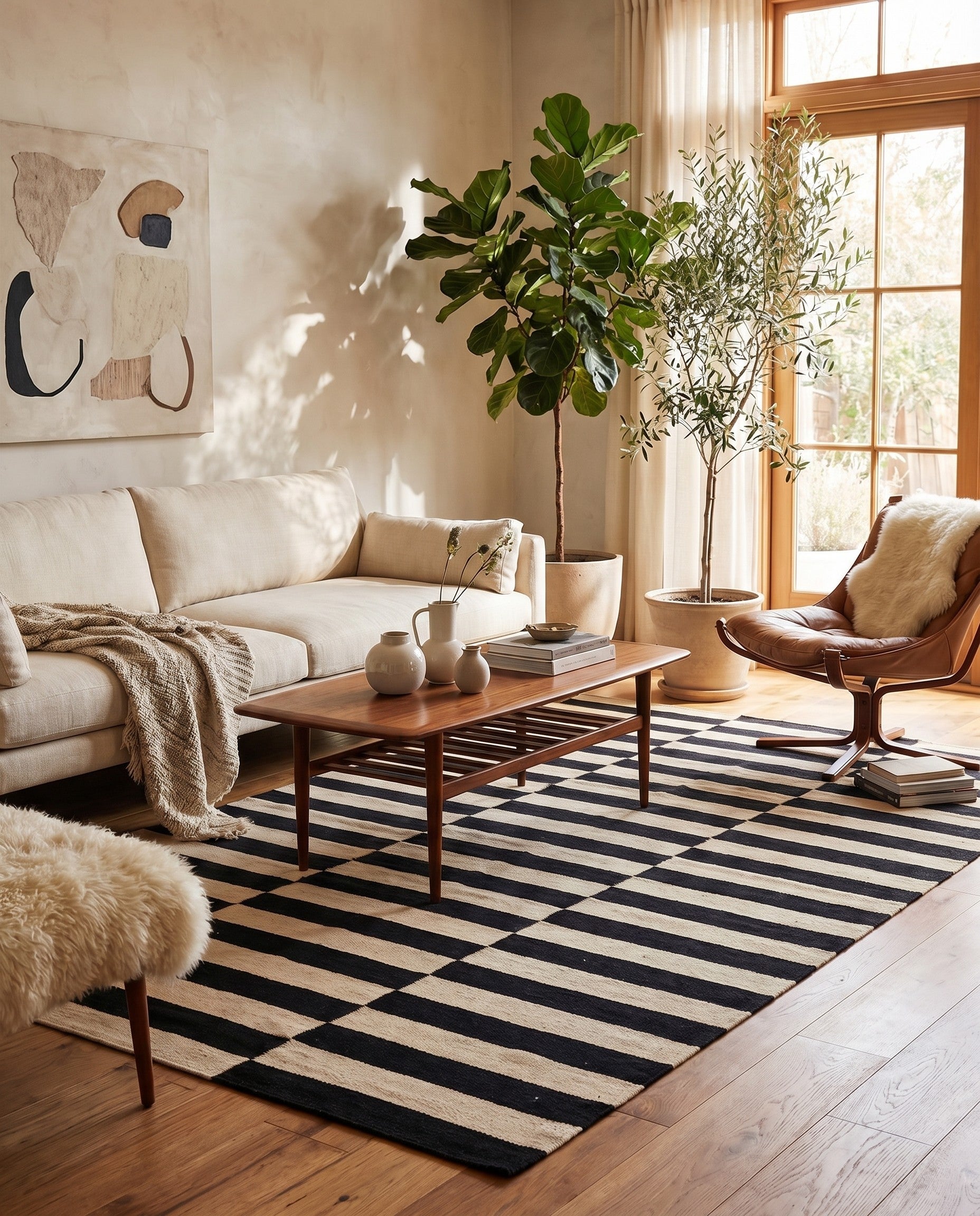 4' 1 x 5' 11 Hand Woven Kilim Modern Wool Rug