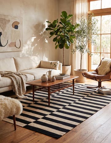 4' 1 x 5' 11 Hand Woven Kilim Modern Wool Rug