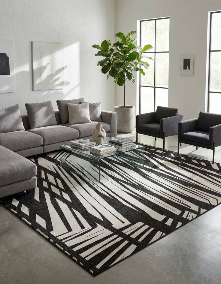 Detail image of 13' x 13' Easy-Clean Modern Indoor / Outdoor Square Rug