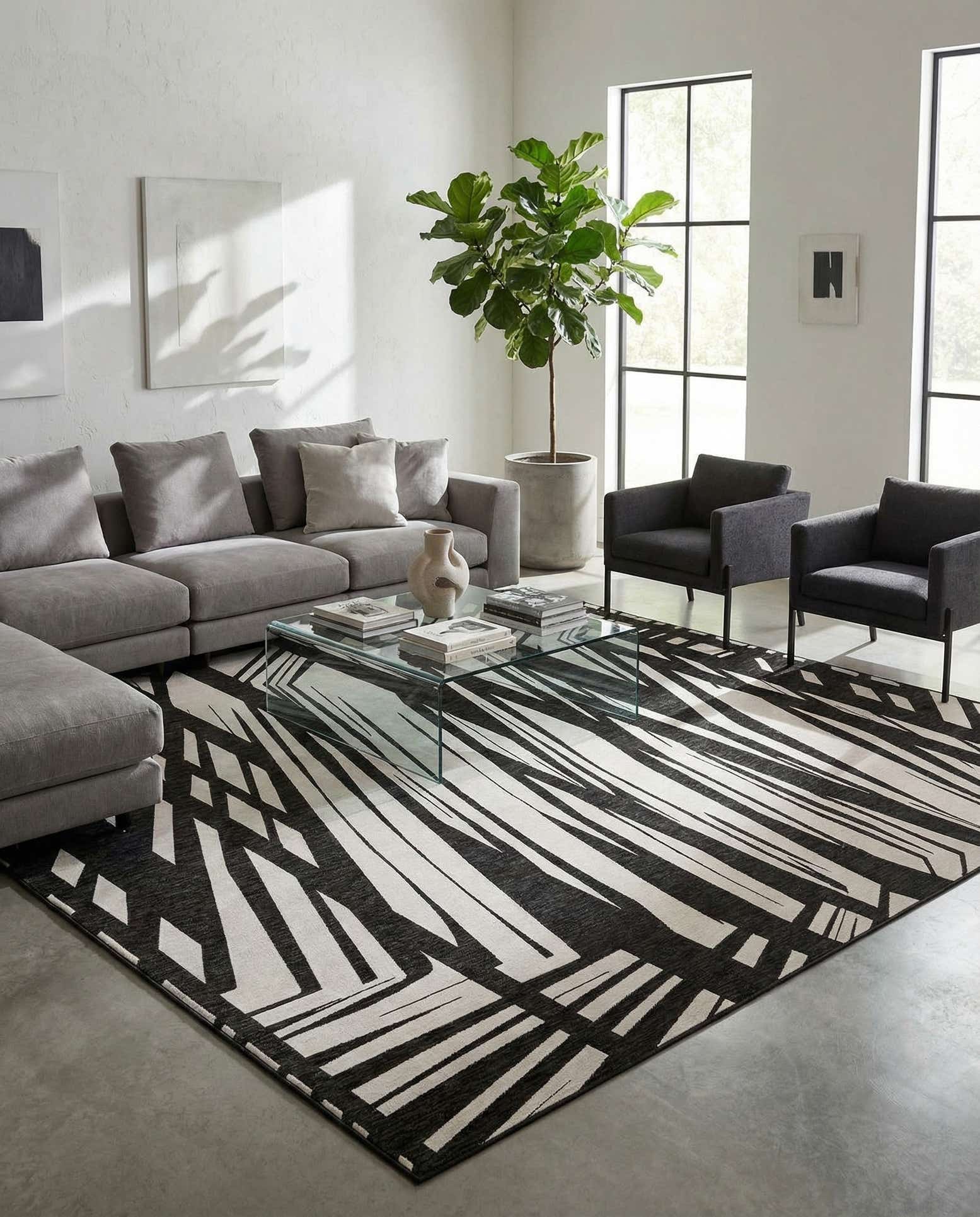 13' x 13' Easy-Clean Modern Indoor / Outdoor Square Rug