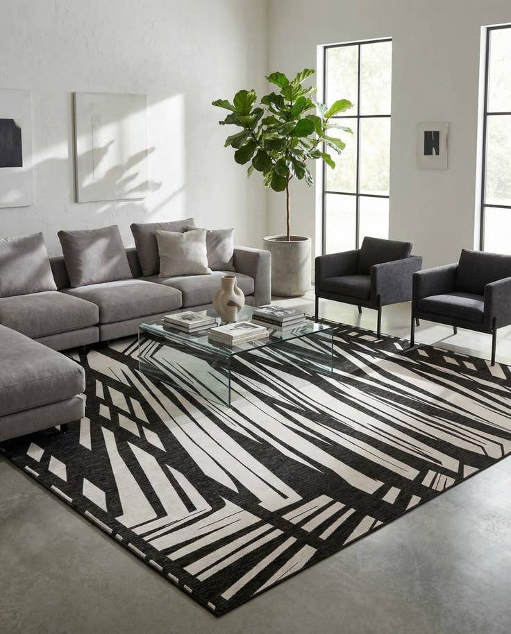 Detail image of 13' x 13' Easy-Clean Modern Indoor / Outdoor Square Rug