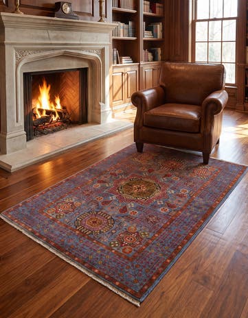3' 4 x 4' 11 Hand Knotted Mamluk Ziegler Rug