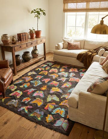 5' 3 x 6' 3 Hand Woven Kilim Suzani Wool Rug
