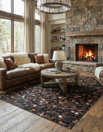 5' 1 x 8' 2 Cowhide Leather Rug